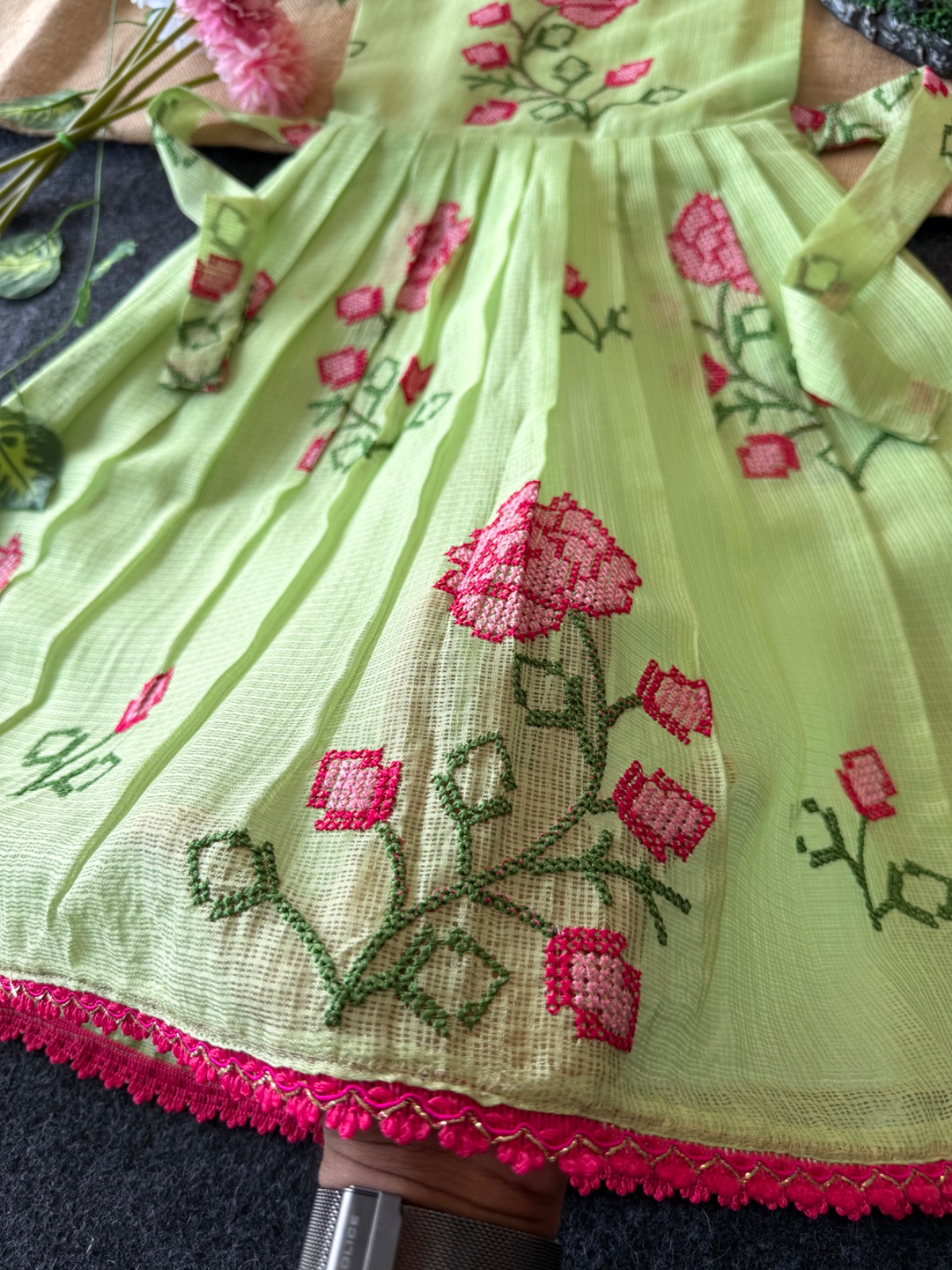 Summer-Friendly Breathable Kota Gowns with Cross Stitch Embroidery view 2