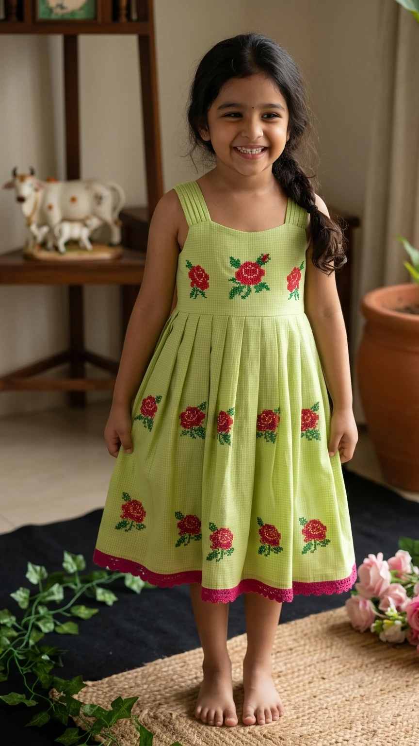 Summer-Friendly Breathable Kota Gowns with Cross Stitch Embroidery