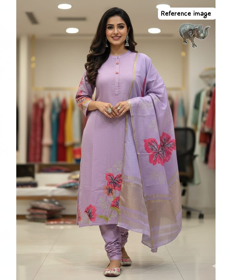 Heavy Maslin Silk Work Kurti Set with Pants