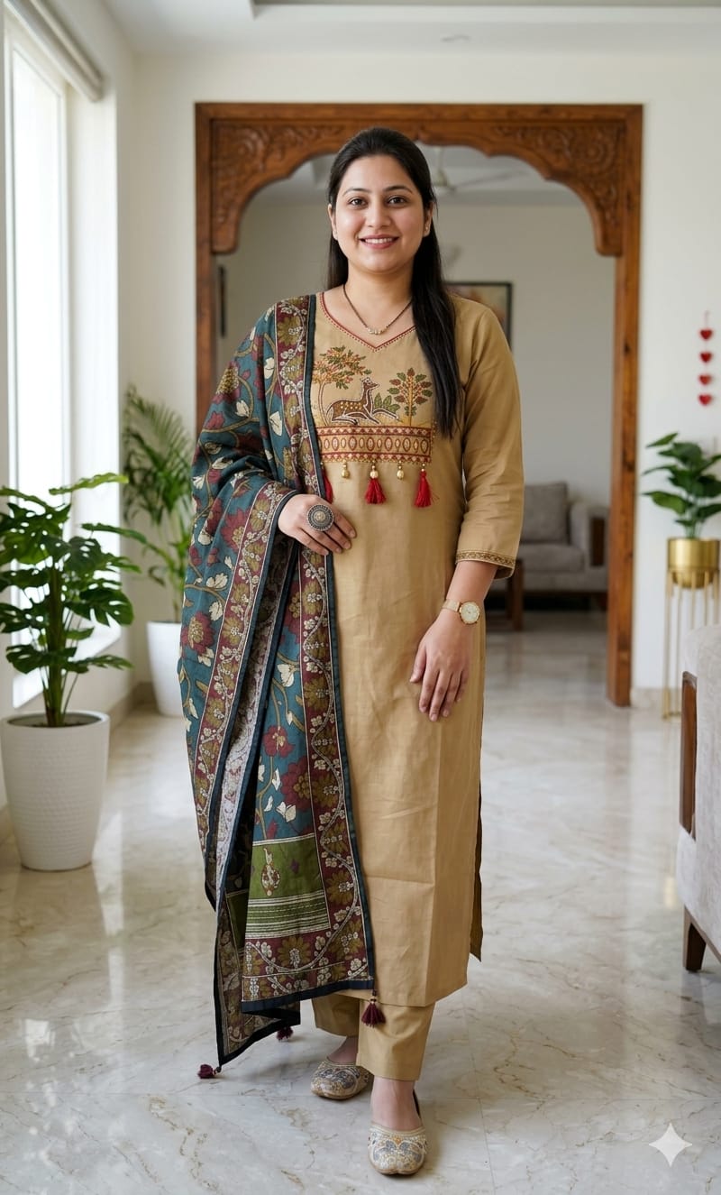 Elegant Kurti Set with Heavy Handwork Embroidery