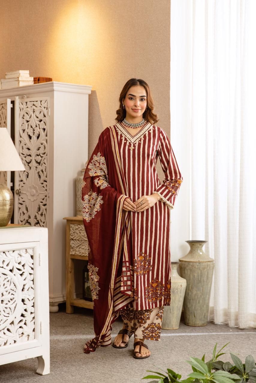 Pure Cotton Kurti Set with Mirror Work and Malmal Dupatta