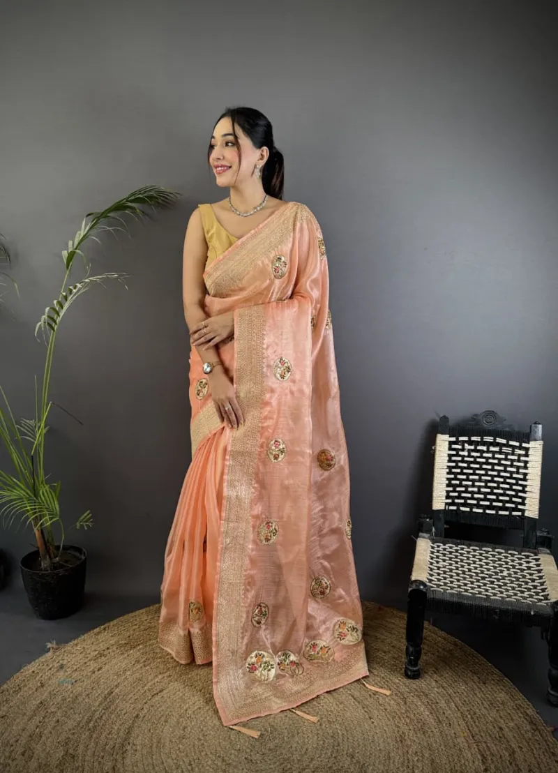 Organza Silk Saree with Rich Banglori Blouse view 13