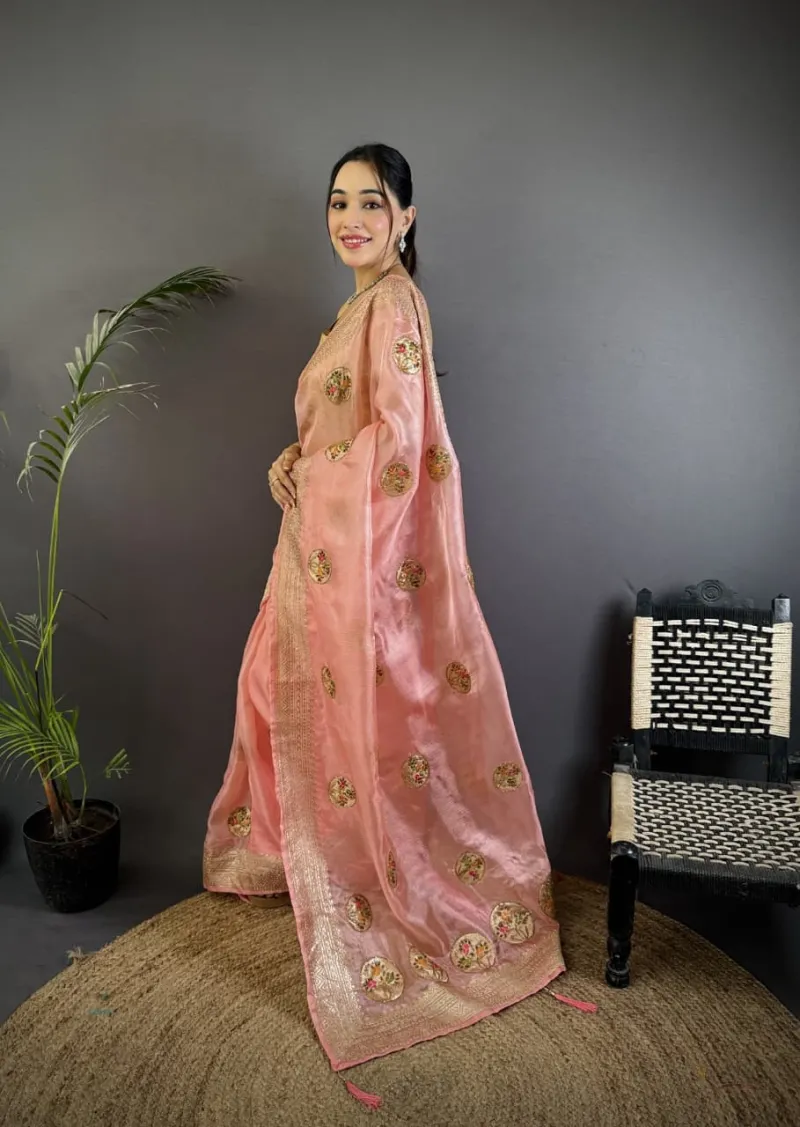 Organza Silk Saree with Rich Banglori Blouse view 6