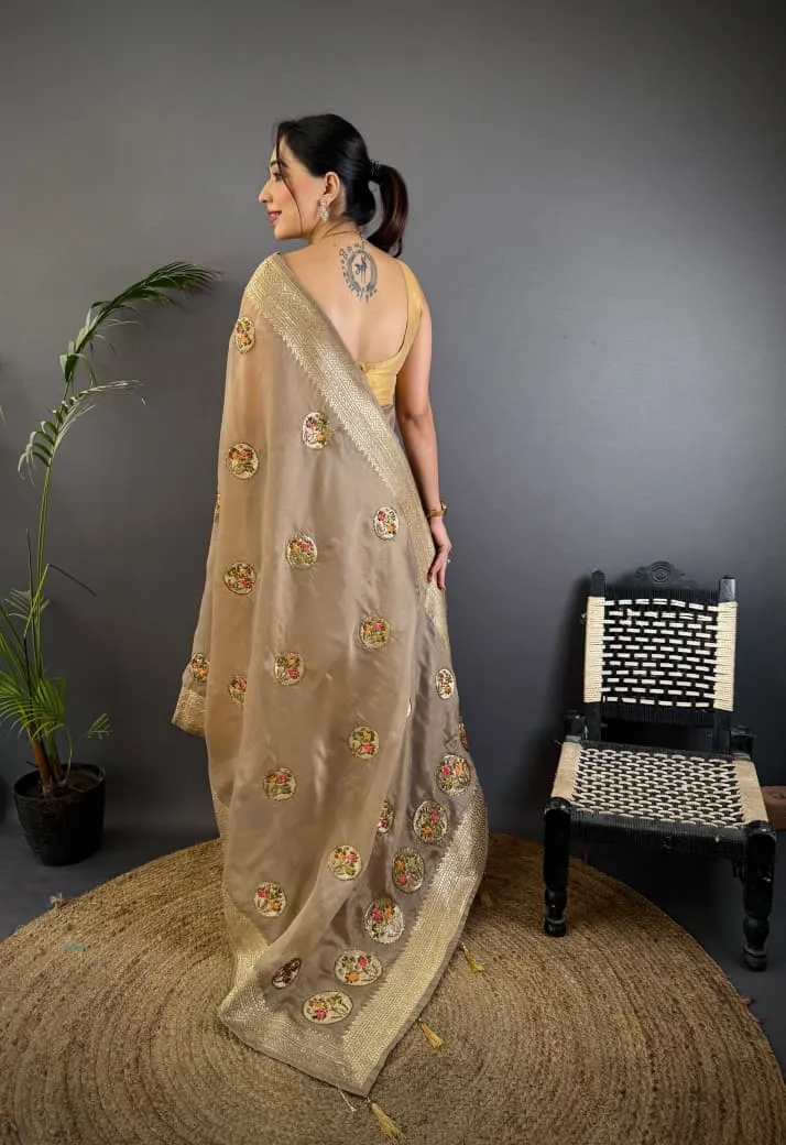 Organza Silk Saree with Rich Banglori Blouse view 10