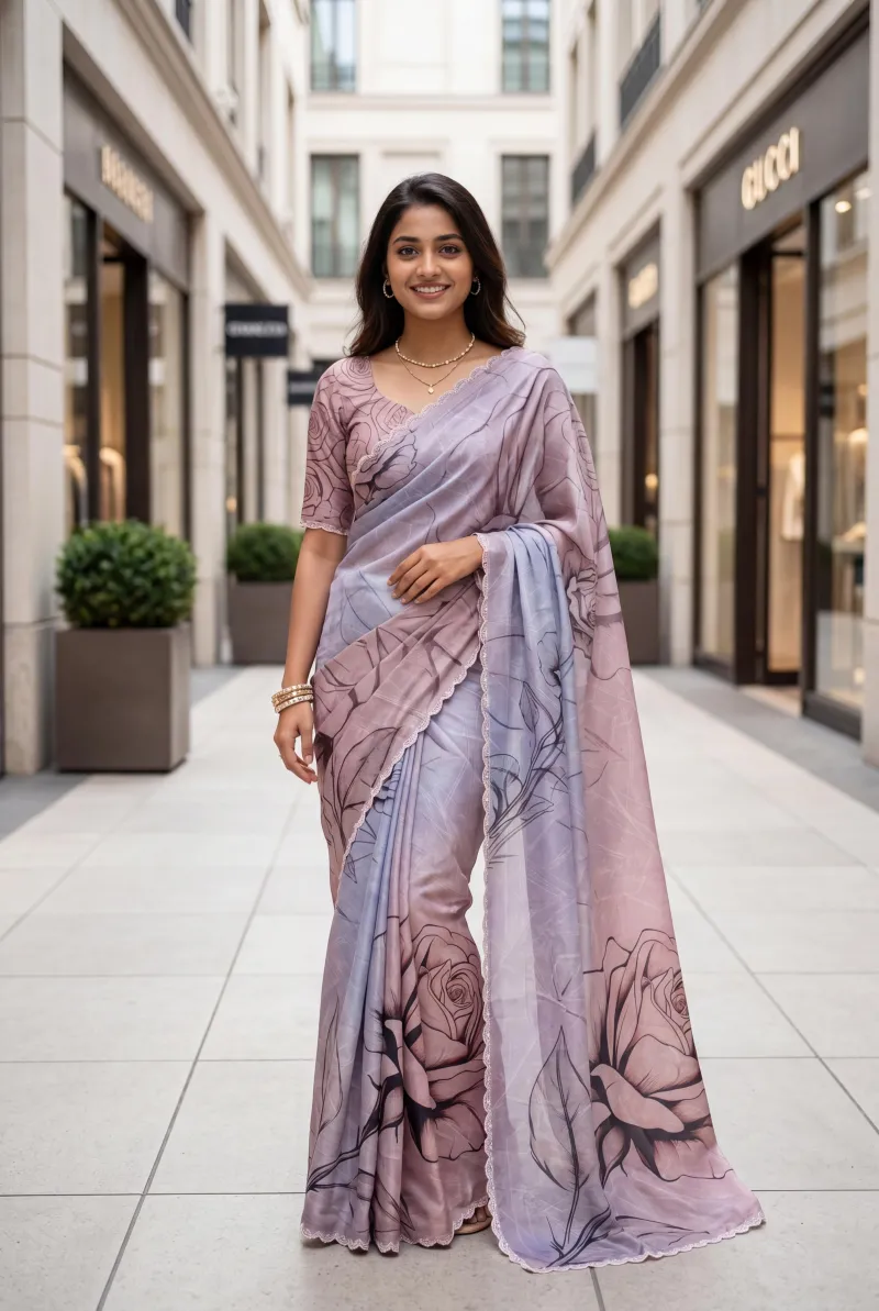 Soft Satin Georgette Saree