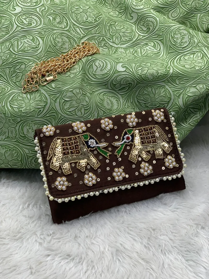 Zari Handwork Mobile Sling Bag for Women and Girls view 5