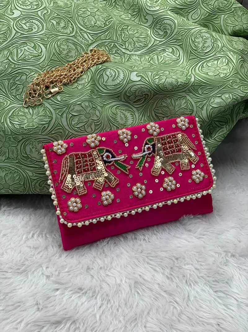 Zari Handwork Mobile Sling Bag for Women and Girls view 7