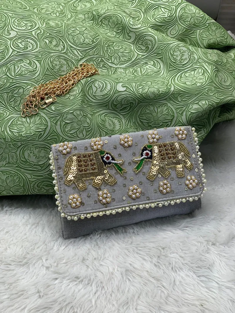 Zari Handwork Mobile Sling Bag for Women and Girls view 8