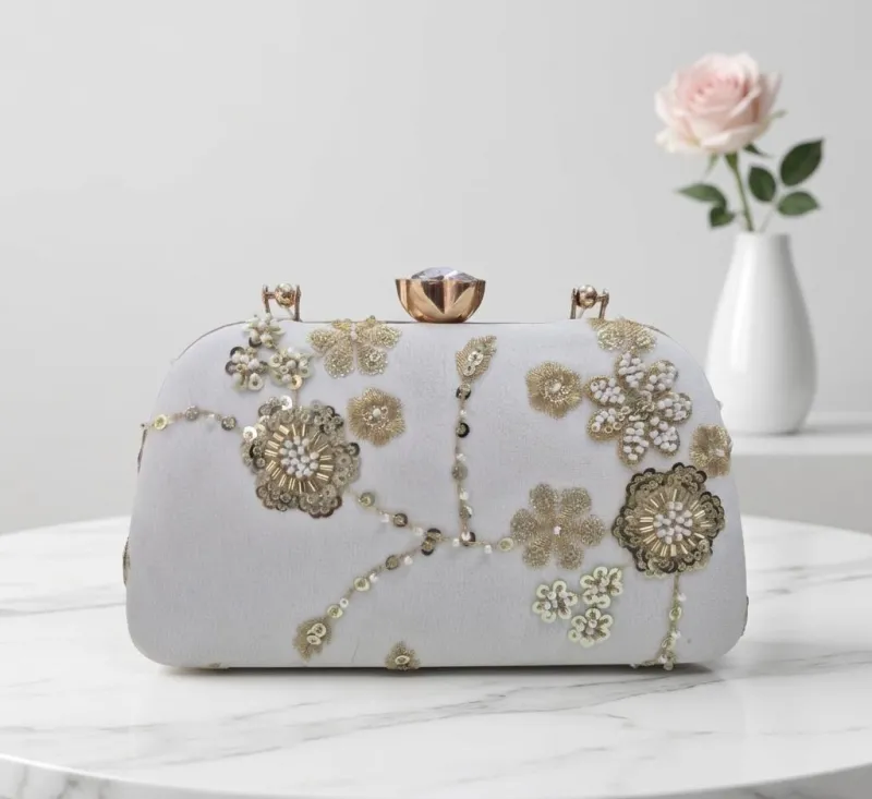 Handmade Pearl Bag Sling Clutch Bag view 6