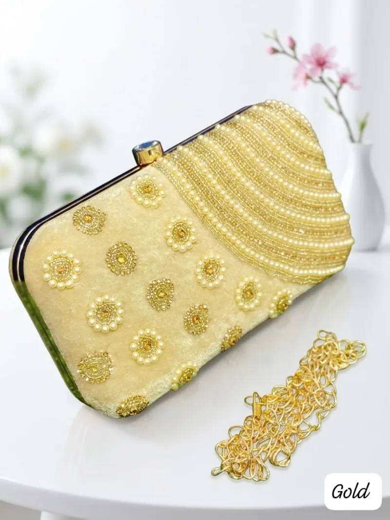 Handmade Pearl Sling Clutch Bag view 2