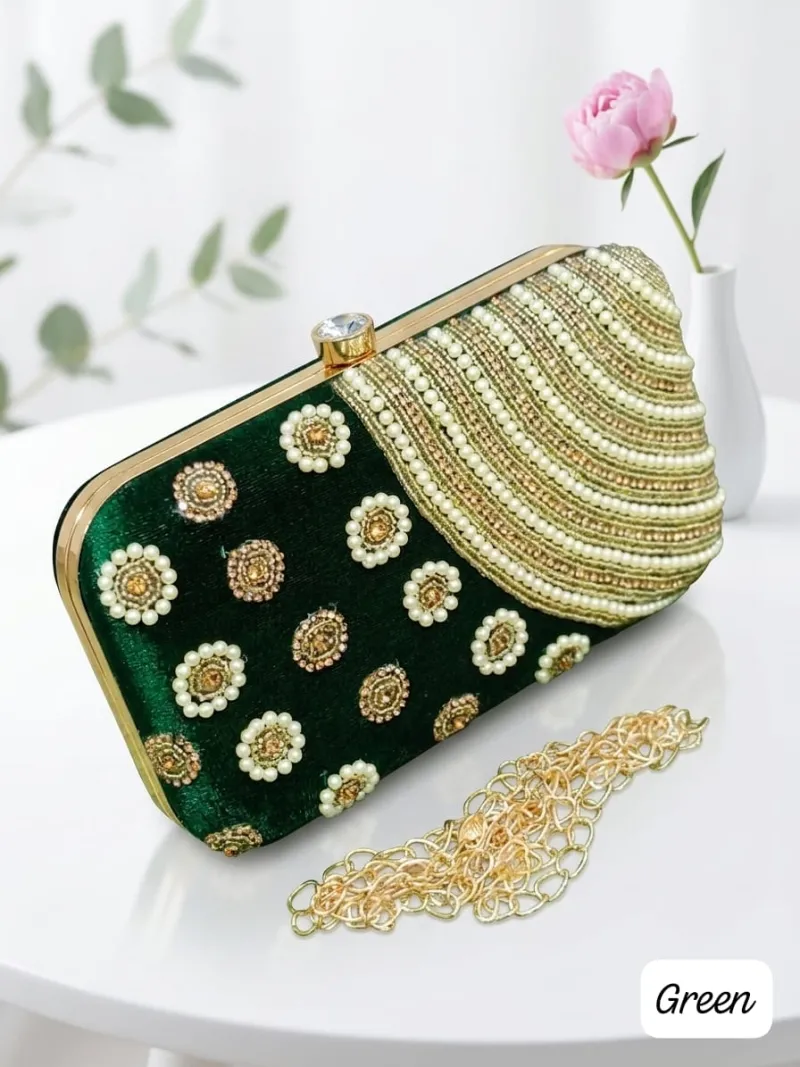 Handmade Pearl Sling Clutch Bag