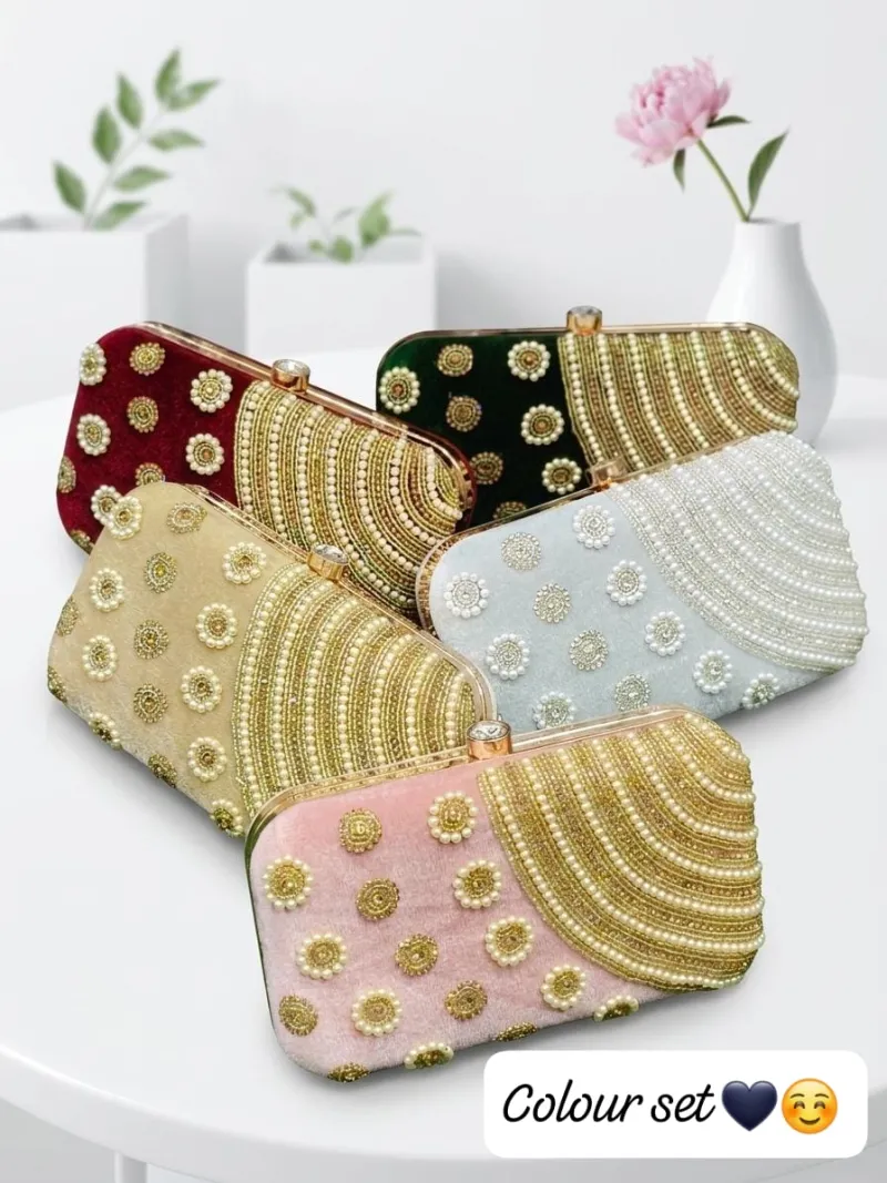 Handmade Pearl Sling Clutch Bag view 5