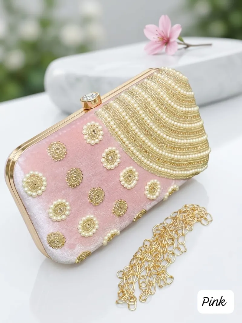 Handmade Pearl Sling Clutch Bag view 6