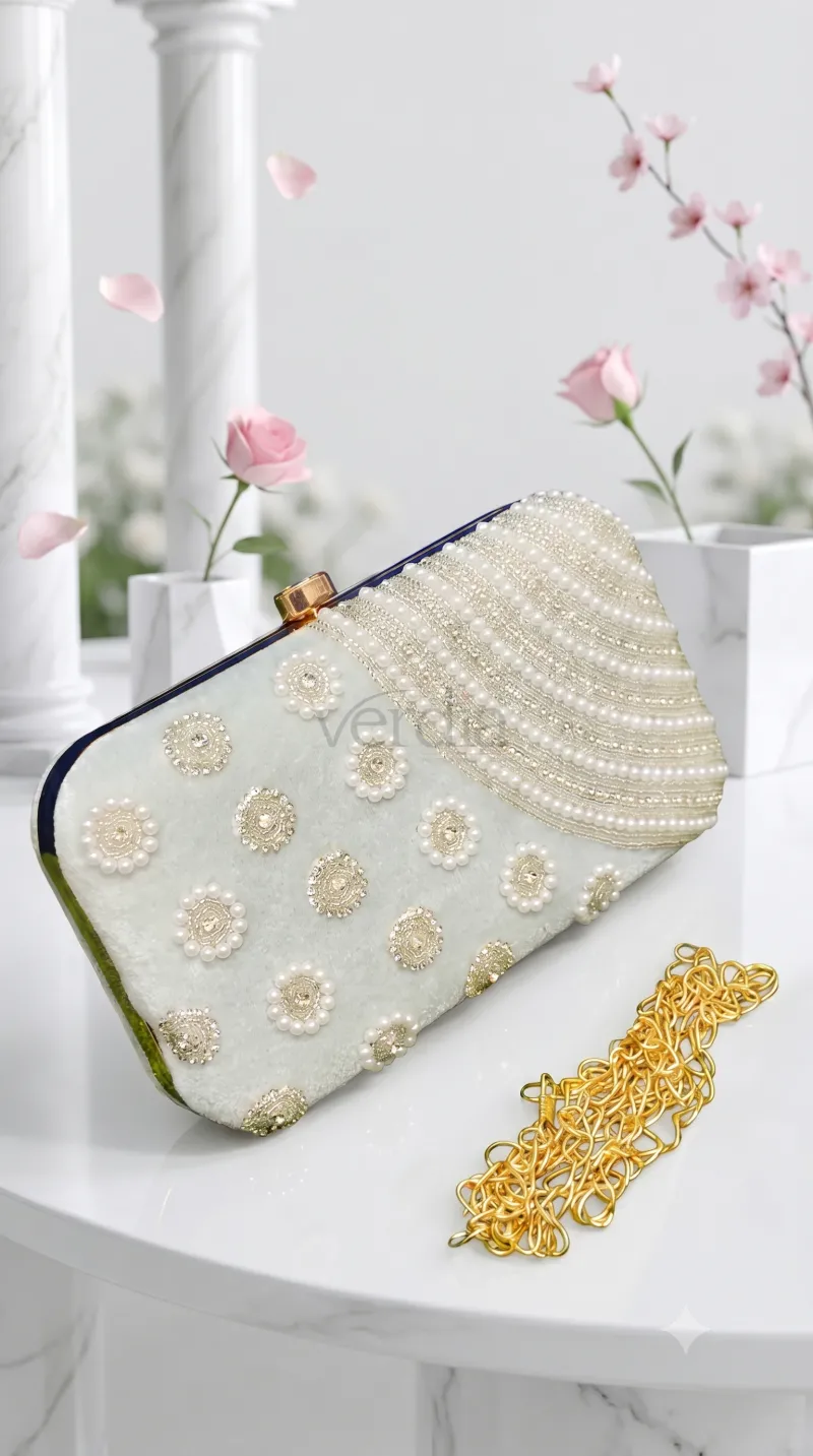 Handmade Pearl Sling Clutch Bag