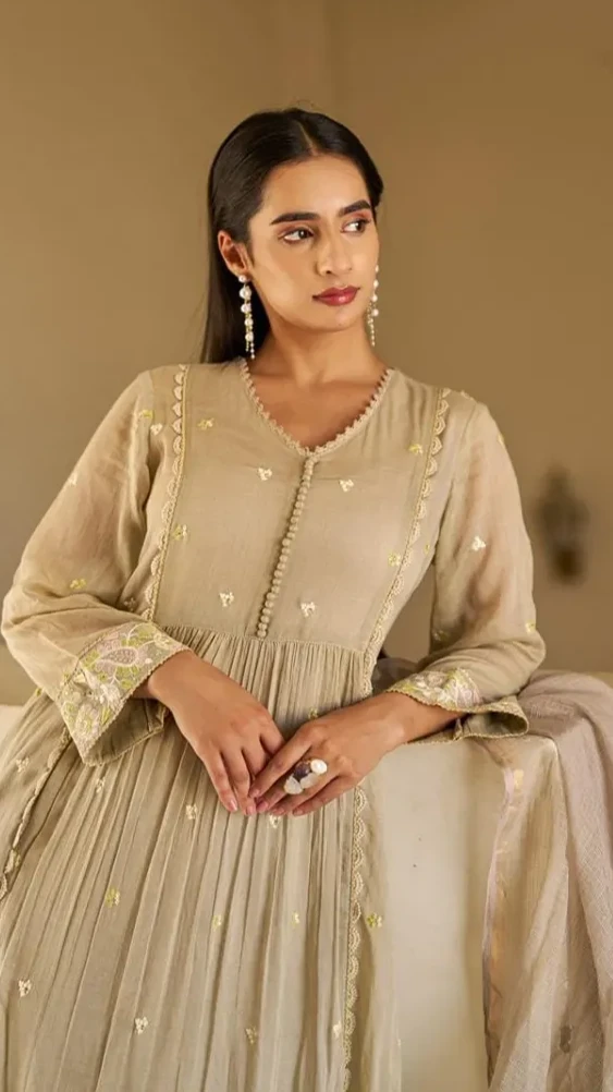 Cotton Mal Anarkali Kurti Dress Set view 5