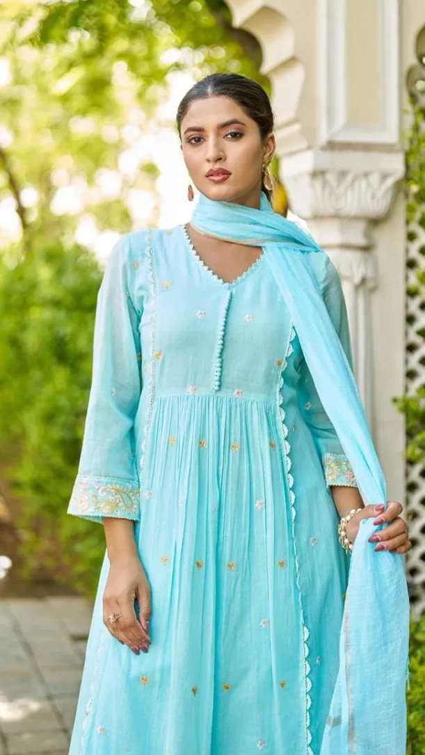 Cotton Mal Anarkali Kurti Dress Set view 13