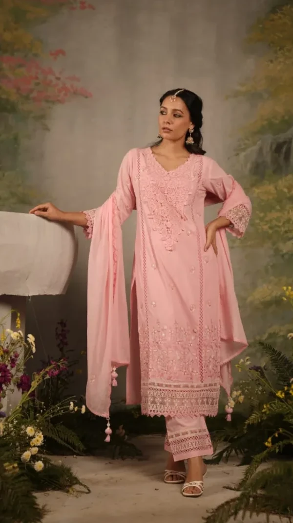 Three Piece Pure Mul Mul Cotton Designer Set