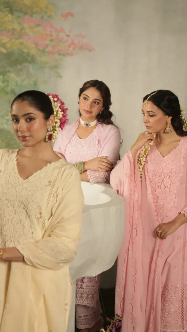 Three Piece Pure Mul Mul Cotton Designer Set view 5
