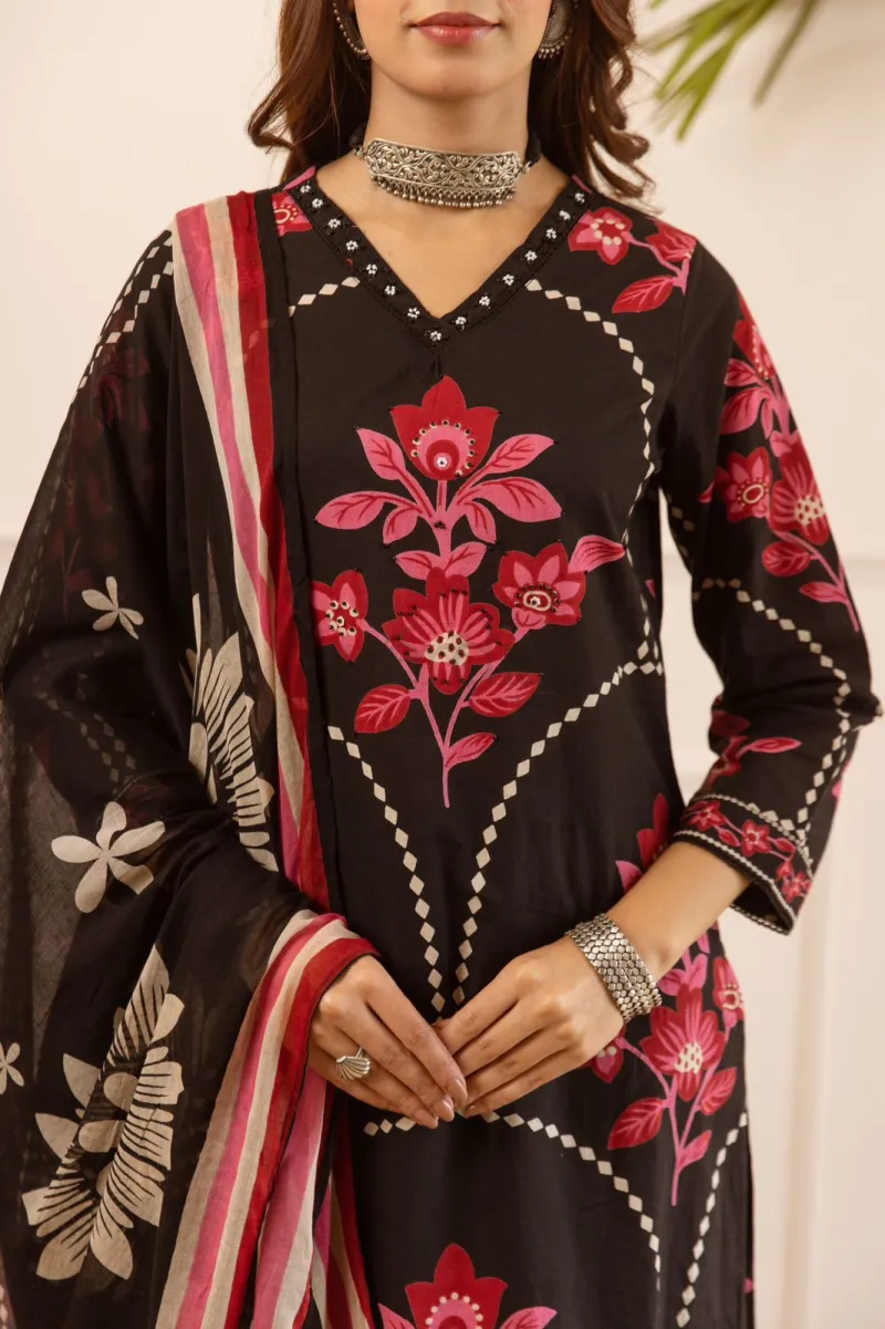 Pure and Premium Cotton Kurti Set with Printed Dupatta and Cotton Palazzo view 6