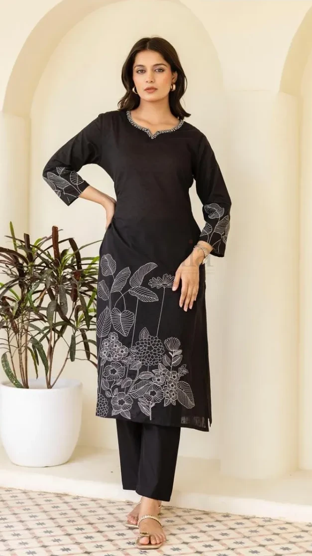 Elegant Two Piece Rayon Co-ord Set with Intricate Embroidery Paired with Rayon Pants