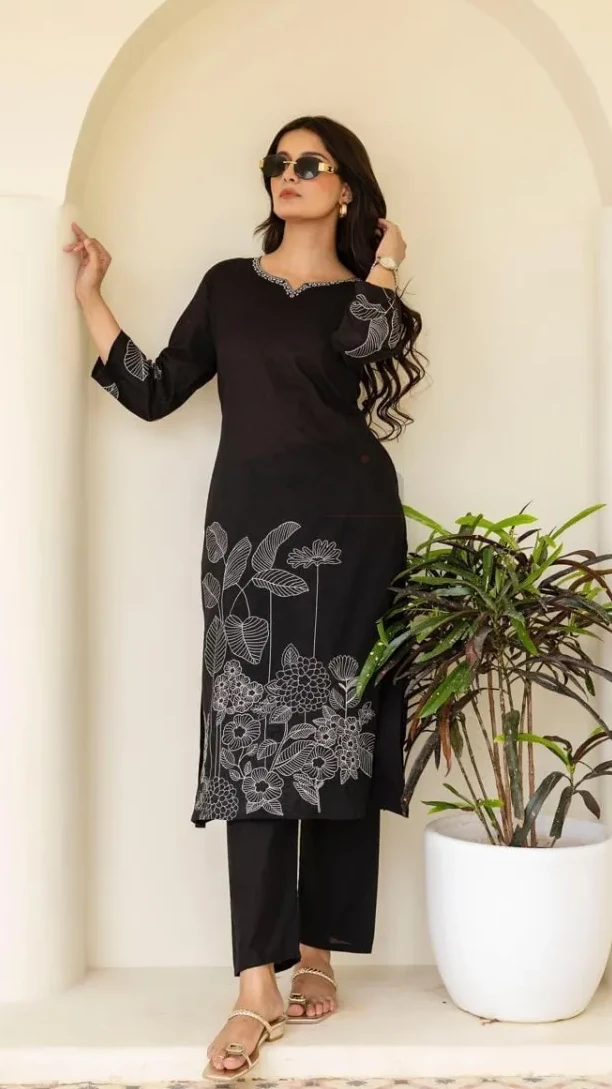 Elegant Two Piece Rayon Co-ord Set with Intricate Embroidery Paired with Rayon Pants view 6
