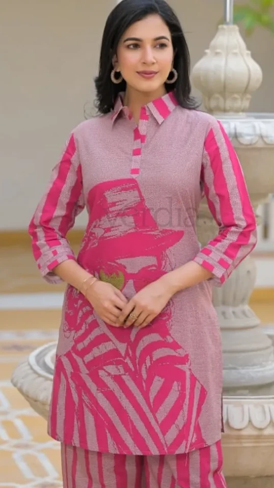 Imported Cotton Embroidered Fabric Co-Ord Set view 4