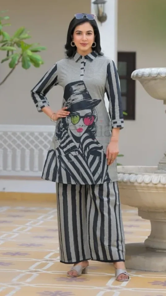 Imported Cotton Embroidered Fabric Co-Ord Set