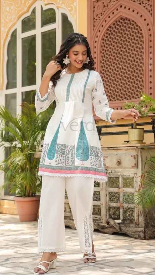 Two Piece Floral Print Mulmul Cotton Co-ord Set