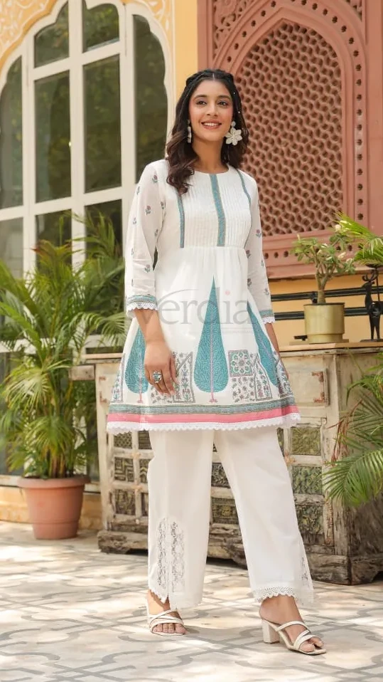 Two Piece Floral Print Mulmul Cotton Co-ord Set