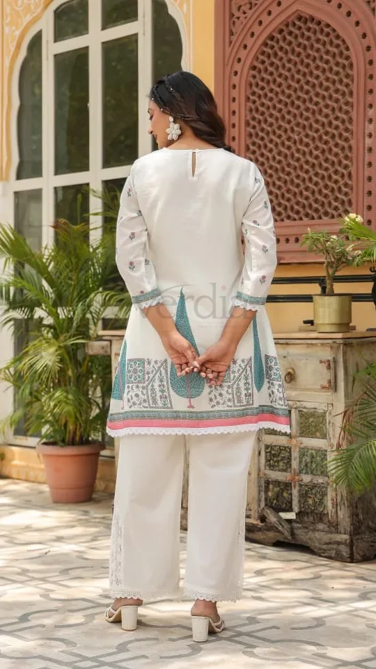 Two Piece Floral Print Mulmul Cotton Co-ord Set view 3