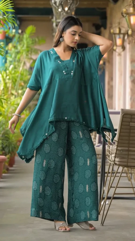 Imported Crepe Shirt with Chinnon Pant Co-ord Set view 2