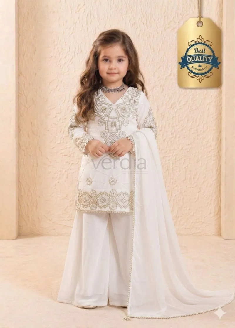 Designer Party Wear Georgette Kurti Set with Palazzo & Dupatta