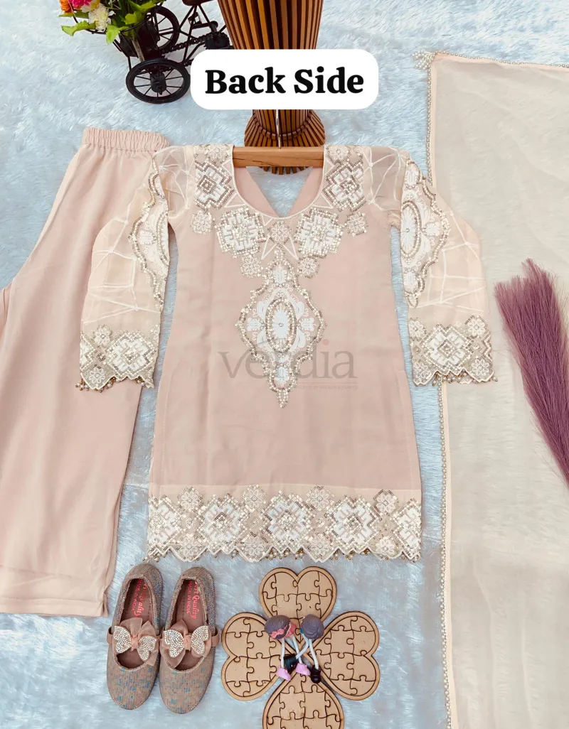 Designer Party Wear Georgette Kurti Set with Palazzo & Dupatta view 5
