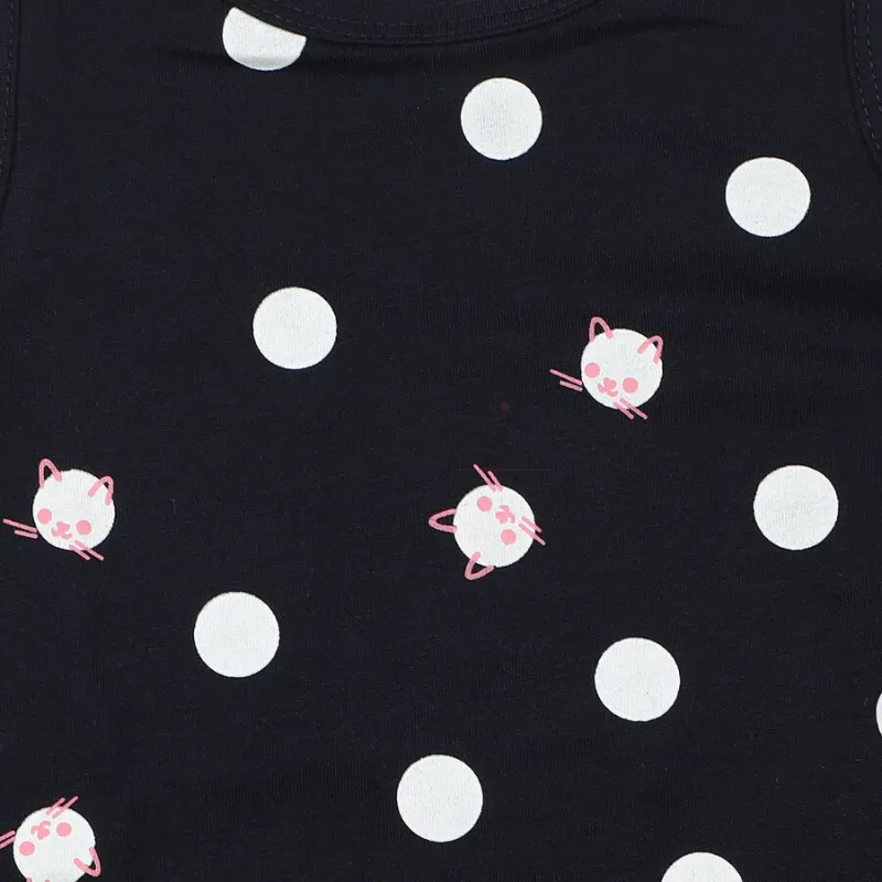 Hand Print Girls' Navy Blue A-Line Polka Dot Printed Frock view 4