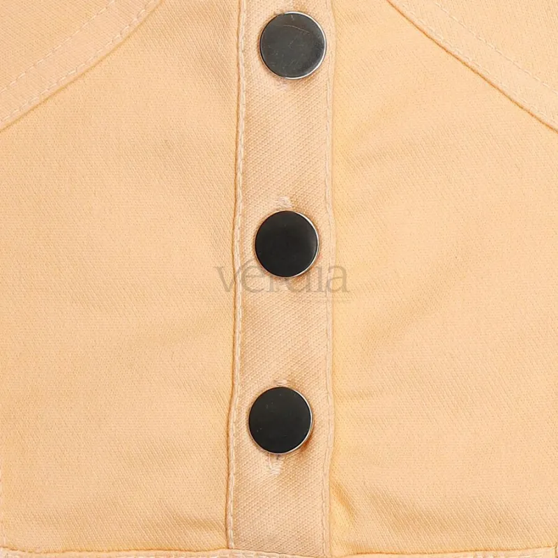 Hand Print Girls' Peach A-Line Belted Shirt Collar Frock view 4