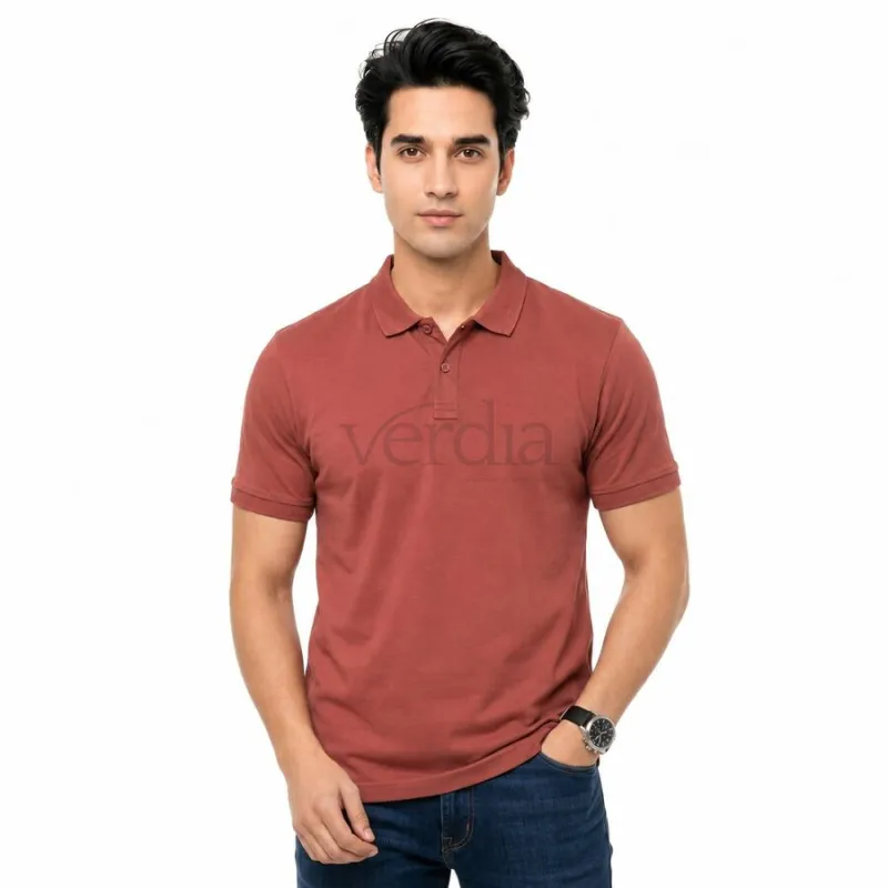 Men's Coral Cotton Polo Neck Polo T-Shirt