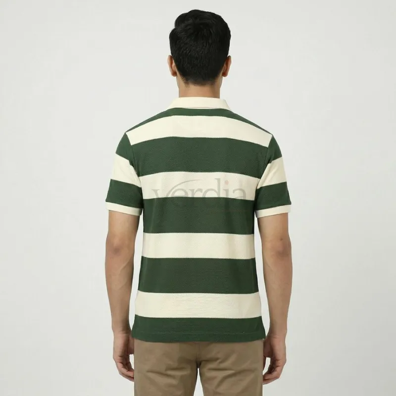 Men's Green Collared Casual T-Shirt view 3