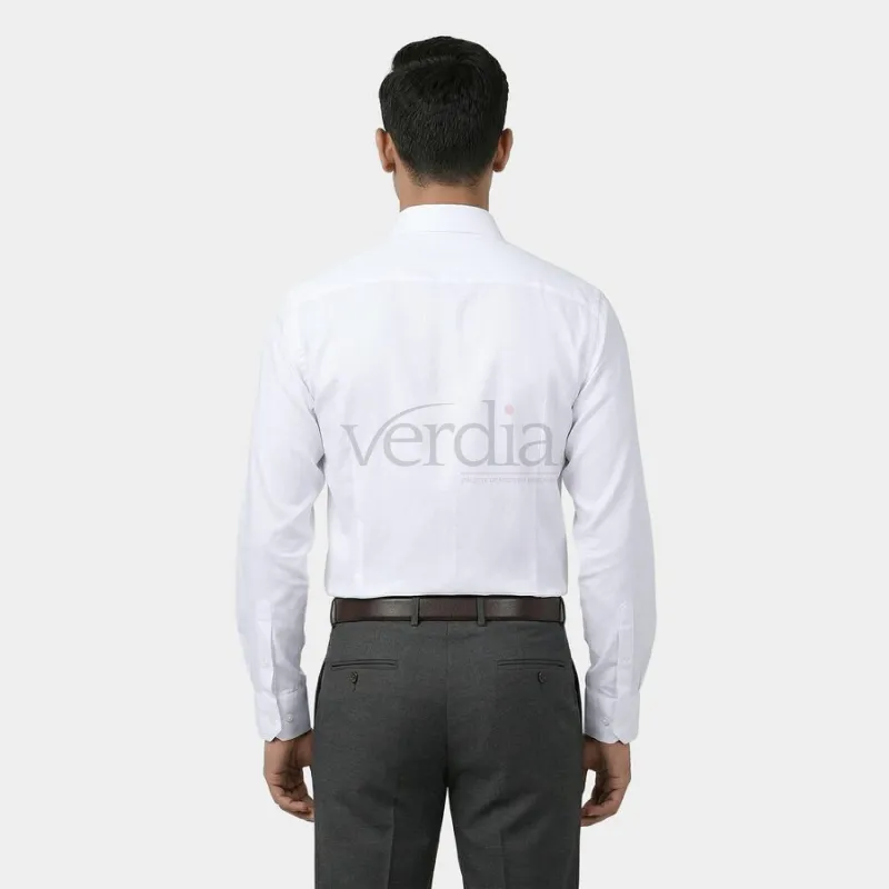 Men's White Cotton Spread Collar Formal Shirt view 3