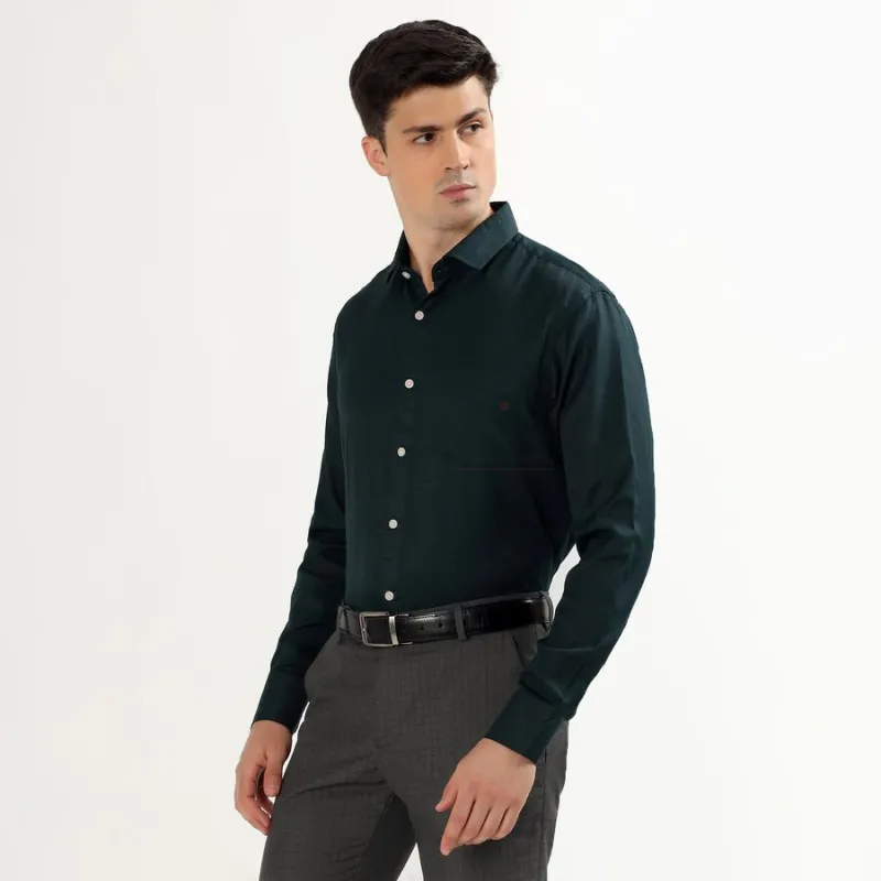 Men's Dark Forest Green Classic Formal Shirt view 3