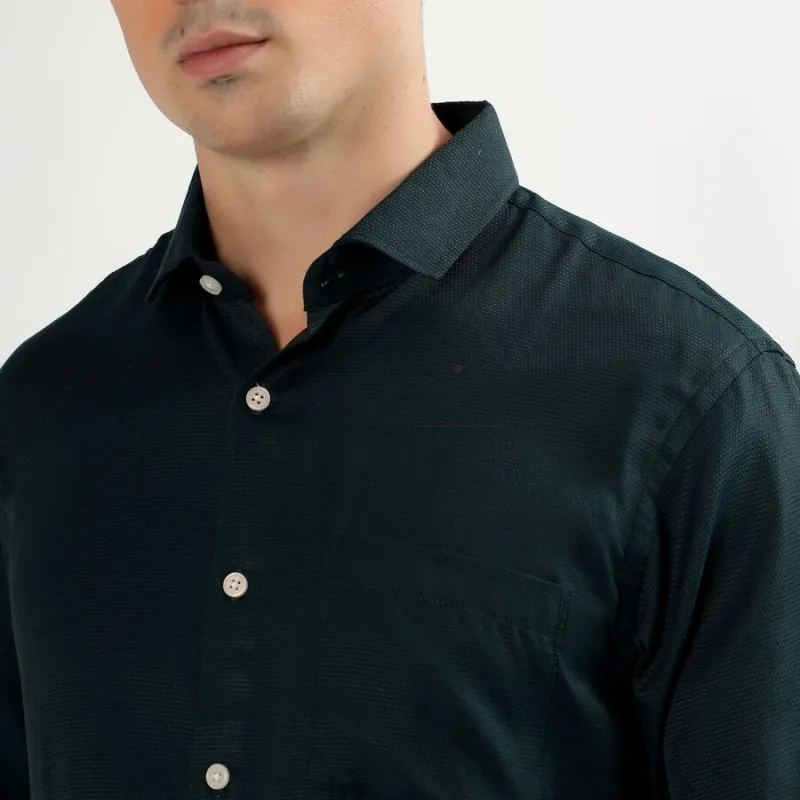Men's Dark Forest Green Classic Formal Shirt view 5