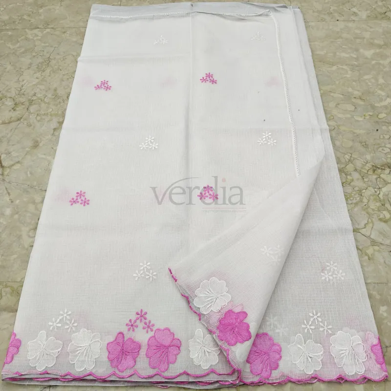 Cotton Kota Doria Saree with Embroidery Work and Blouse