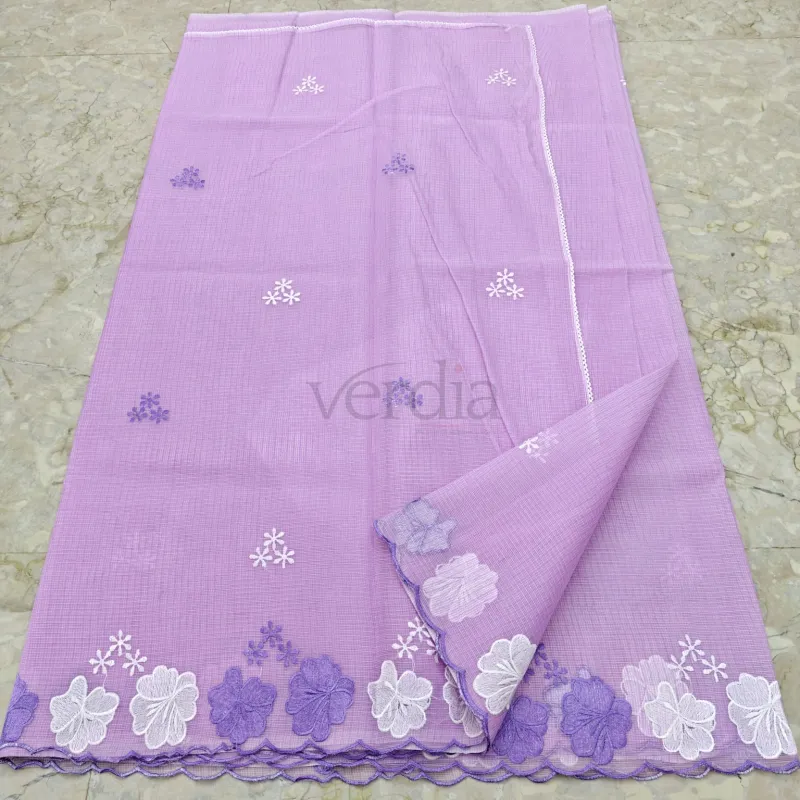 Cotton Kota Doria Saree with Embroidery Work and Blouse view 6