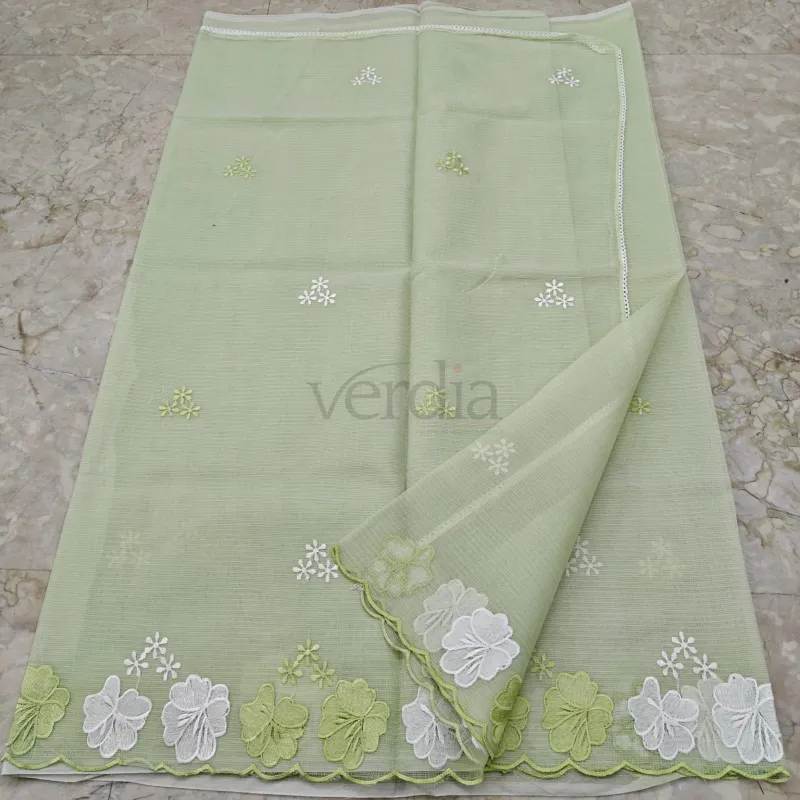 Cotton Kota Doria Saree with Embroidery Work and Blouse view 8