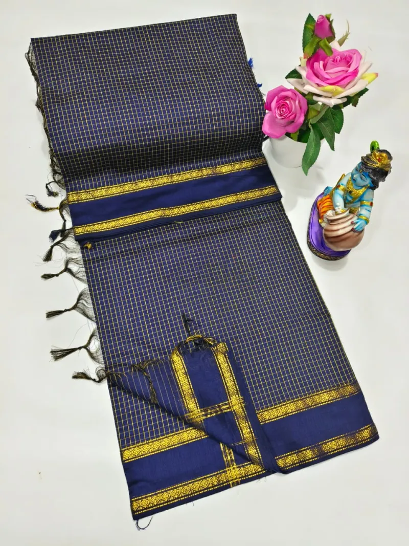 Arani Checked Cotton Saree view 5