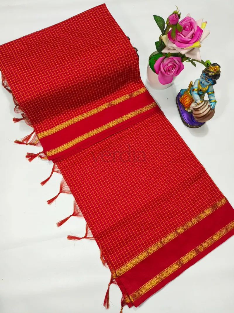 Arani Checked Cotton Saree view 8