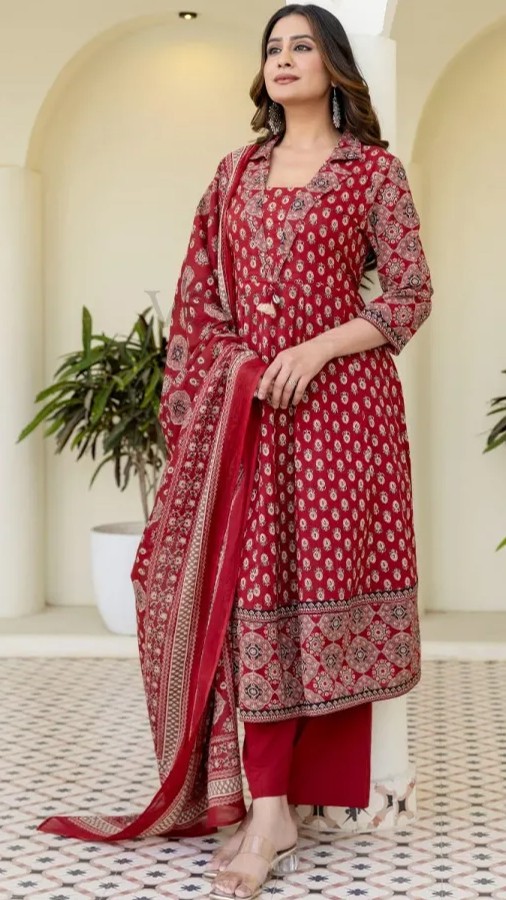 Premium Cotton Kurti Set with Sequins Work view 6