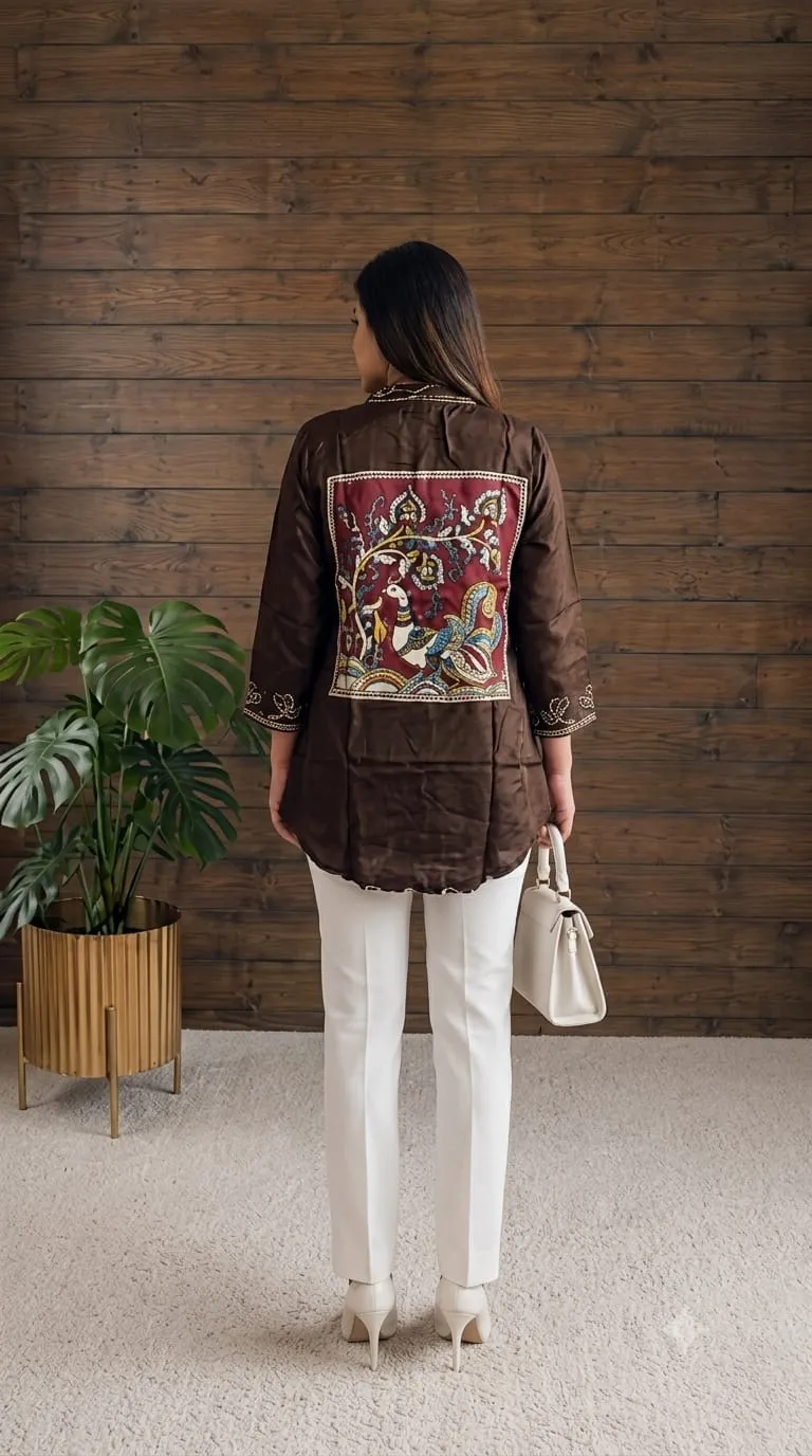 Elegant Crepe Shirt with Kalamkari Print view 4
