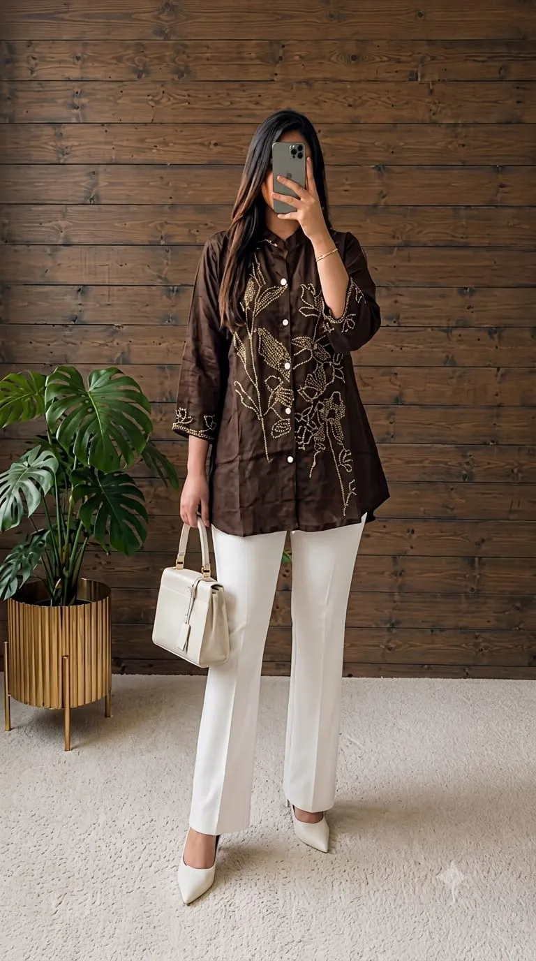 Elegant Crepe Shirt with Kalamkari Print view 5