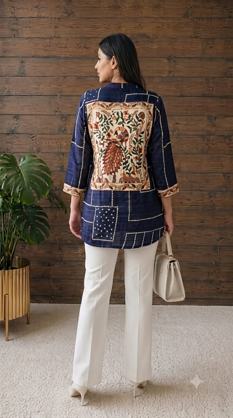 Elegant Crepe Shirt with Kalamkari Print view 6