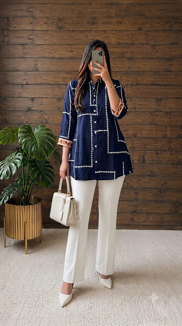 Elegant Crepe Shirt with Kalamkari Print view 7